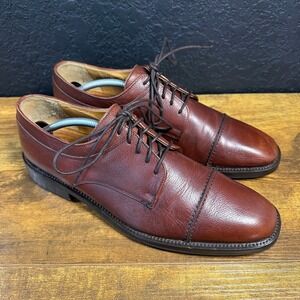 E.T. Wright 600865 Brown Pebbled Leather Cap Toe Derby Dress‎ Shoes Mens 12 B